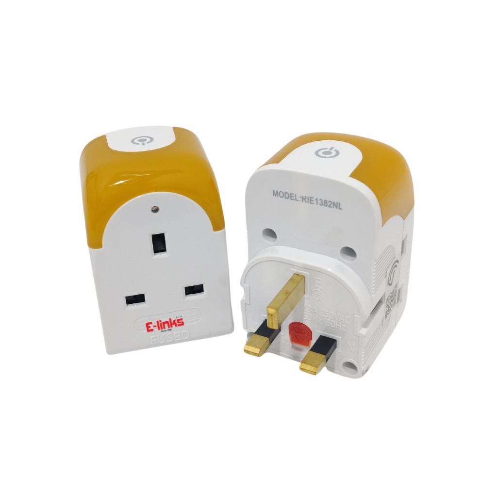E-LINKS 3WAY M/ADAPTOR WITH TOUCH LAMP RIE1382NL  SOCKETS