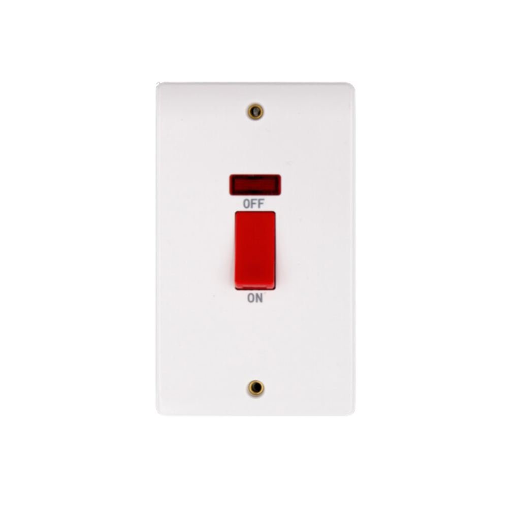 E-LINKS 45A DP SWITCH WITH NEON 3 BY 6 VK0229  WHITE
