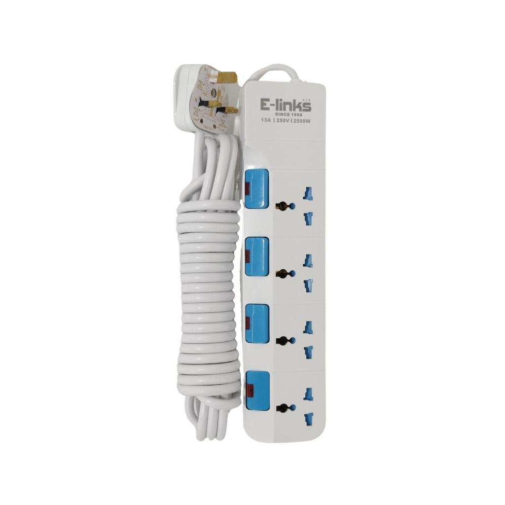 E-LINKS EXTENSION 4WAY 5MTR RIE414/5M  EXTENSION LEADS